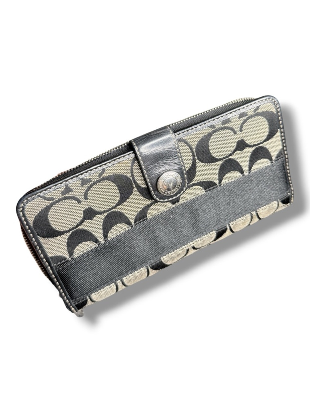 Coach Signature Leather Trim Wallet